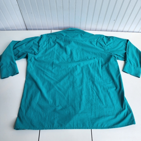 Omega Italy Men's Premium Designer Long Sleeve Teal Turquoise Dress Shirt 2XL - Picture 8 of 8